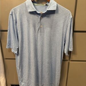 Classic Light Blue Striped Polo Shirt